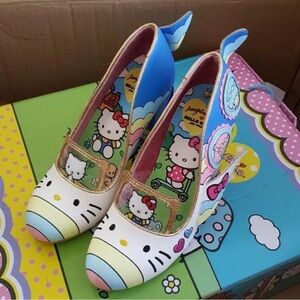Hello Kitty Blue Pink Heels Vibrant Cartoon Design